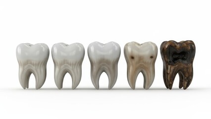 Progressive Tooth Decay Series Showing Five Stages.