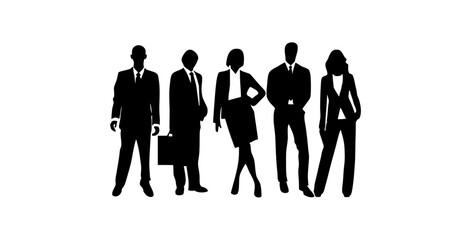 Business people silhouettes symbolizing leadership teamwork and success