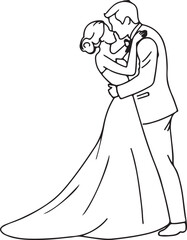 A happy bride and groom share a loving kiss during their beautiful wedding celebration