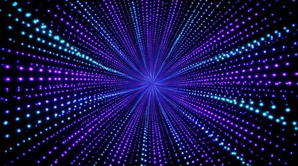 Infinite tunnel of glowing digital particles receding into the distance