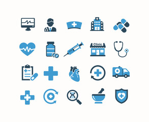Medical Healthcare Solid Icons Set