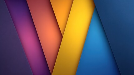 Vibrant diagonal strips of layered paper overlap creating a modern abstract background texture