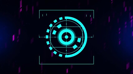 Futuristic Holographic Target Reticle with Digital Glitch Effect. - Powered by Adobe