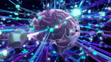 Vibrant digital brain illuminated by radiating neural pathways, symbolizing advanced ai and data processing - Powered by Adobe