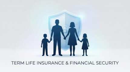 Family embracing financial security through term life insurance home setting digital illustration safe environment optimistic viewpoint
