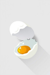 Flat Vector Of An Egg Cracked Open With Yolk Inside Shell