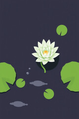 Flat Vector Of A Small Pond With One Lily Pad