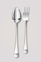 Flat Vector Of A Spoon And Fork Side By Side Minimal Silver Tone
