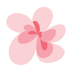 Floral graphic element, soft pastel pink flower, rounded petals