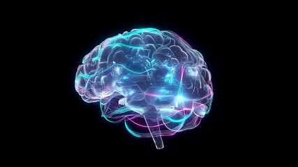 A captivating digital rendition of the human brain illuminated with vibrant neural pathways - Powered by Adobe