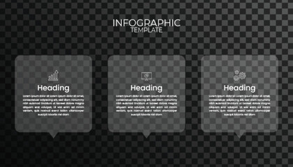 Modern business infographic template with transparent background, glass style information flow layout, icons and text boxes for presentation and data visualization.