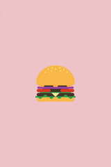 Minimal Flat Vector Hamburger Solid Color Blocks Simple Shapes No Gradients