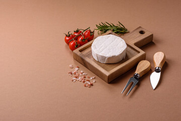 White French cream cheese Brie or Camembert for breakfast. Brie or Camembert cheese
