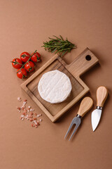 White French cream cheese Brie or Camembert for breakfast. Brie or Camembert cheese