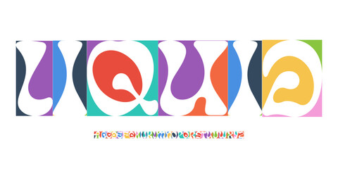 Color Font Logo Alphabet Vector Fun Geometric Letter Set Blocky Typography, Art Typographic Design for Title Text, Festive Typo Poster Headline, Type Fest Logotype, Colorful Fonts. Vector Typeface.