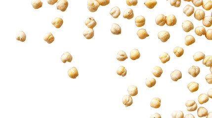 Pile of small round beige seeds isolated on transparent background.