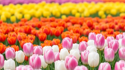 Vibrant tulip fields in full bloom