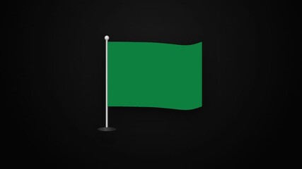 Green Flag Waving Solid Color Realistic