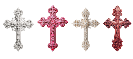 Beautiful vintage wooden cross isolated on transparent background