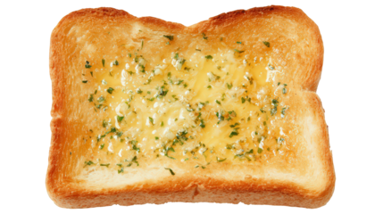 A slice of garlic bread isolated on transparent background.