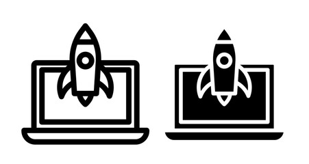 Product launch Icon collection in filled and stroke style.