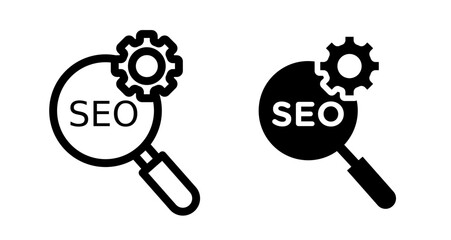 SEO Icon collection in filled and stroke style.