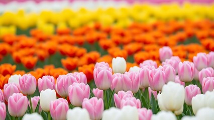 Vibrant tulip garden in full bloom