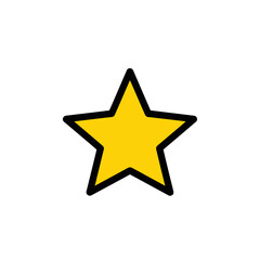 Obraz premium Yellow five-pointed star icon on a plain white background isolated on white background, Vector