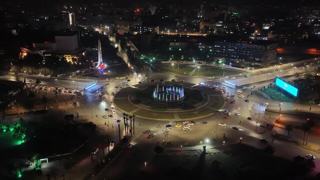 Nighttime drone shot shows the Syrian capital fully illuminated, capturing city lights and urban landscapes as the year comes to an end.