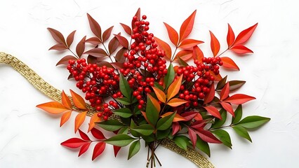 Autumn berries and leaves arrangement