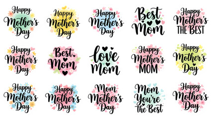 Mother's day stickers isolated on transparent background