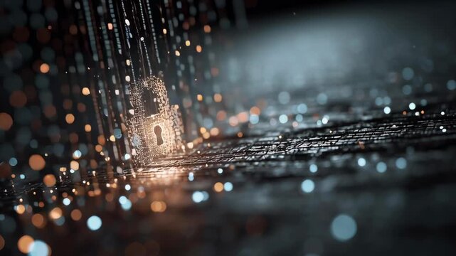A lock is shown in a blurry image with a lot of sparkles. The lock is surrounded by a lot of light and it looks like it is glowing. The image gives off a sense of mystery and intrigue