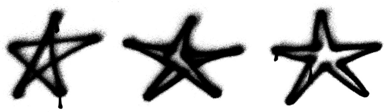 Star Grunge Spray Paint Stroke Vector Set