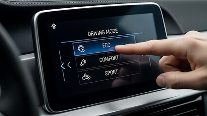 Selecting a driving mode on a modern car's touchscreen interface for customized performance
