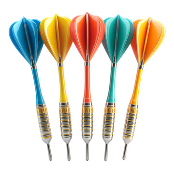 Colorful darts set isolated on transparent background