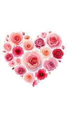 Watercolor Floral Heart of Roses and Peonies &mdash; Romantic Valentine Illustration