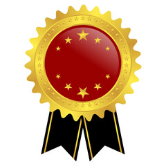 Vector Illustration of Shiny Blank Award Seal with black Ribbon