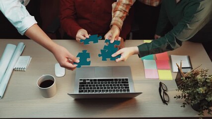 A dynamic office scene capturing teamwork and problem-solving with diverse individuals engaged in discussion, colorful sticky notes, and modern technology elements like a laptop and coffee cup. SACTR - Powered by Adobe