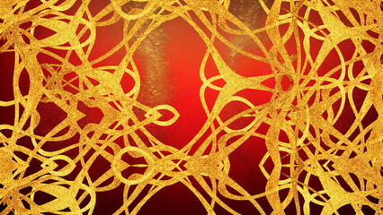 金のラインと赤の背景　AI生成素材