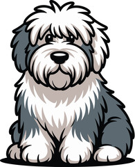  Cute cartoon a illustrator vector Old English Sheepdog