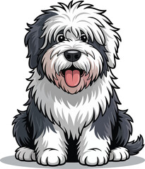  Cute cartoon a illustrator vector Old English Sheepdog