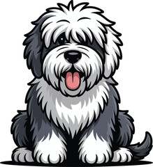  Cute cartoon a illustrator vector Old English Sheepdog