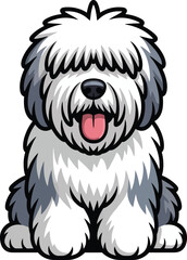  Cute cartoon a illustrator vector Old English Sheepdog