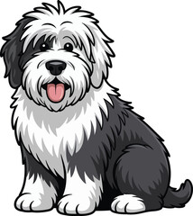  Cute cartoon a illustrator vector Old English Sheepdog