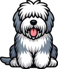  Cute cartoon a illustrator vector Old English Sheepdog