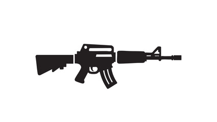 Silhouette of an assault rifle firearm on transparent background