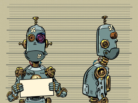 A robot prisoner. An AI is found guilty of a crime. The responsibility of artificial intelligence.