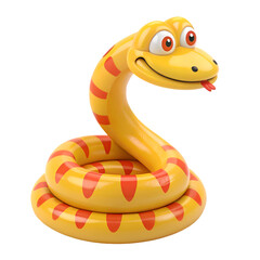 Fototapeta premium Cartoon snake with red stripes isolated on transparent background