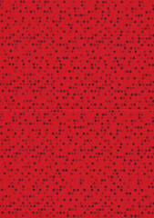 Red paper background with an abstract polka dot pattern. The surface shows a textured paper look with dark red dots arranged in a repeating, organic layout.