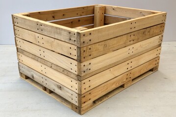 Wooden Crate Made From Light Wood in an Indoor Setting During Daytime